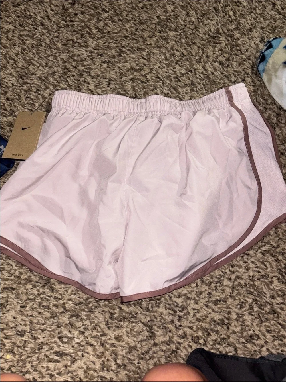 Nike Women’s Light Pink Athletic Shorts with Mauve Trim